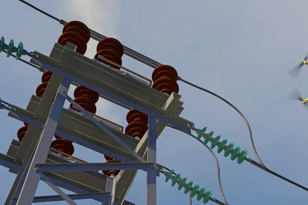 Drone inspecting lines