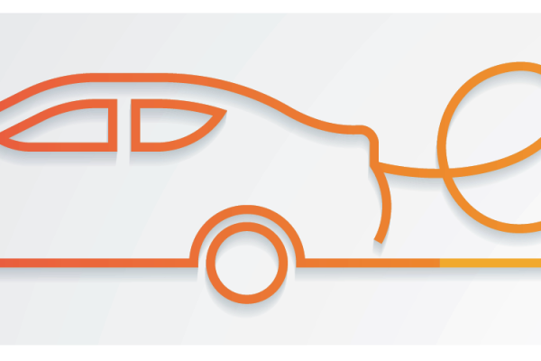 outline of car and letters EV