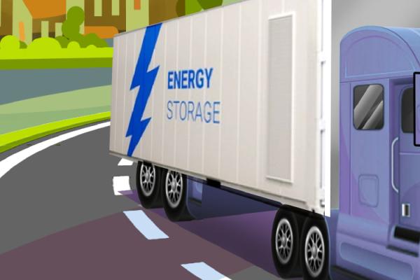 truck hauling energy storage unit