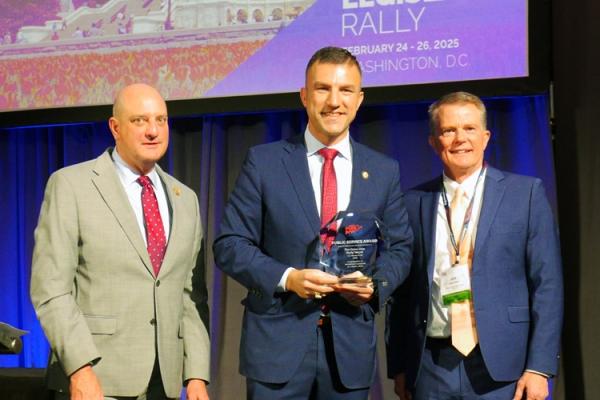 APPA President & CEO Scott Corwin, Rep. Rudy Yakym (R-IN), and Indiana Municipal Power Agency President & CEO Jack Alvey