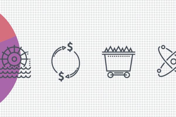 Fuel source icons and a pie chart