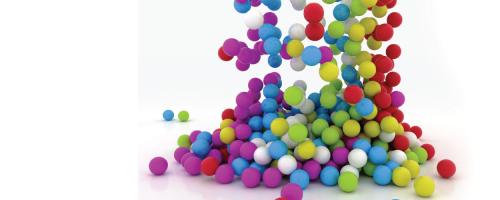 Cascade of colorful balls
