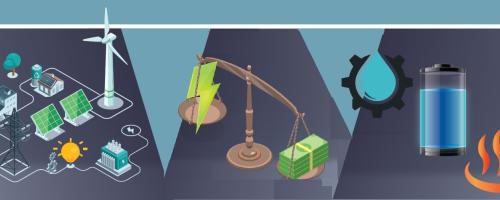 array of icons representing energy storage technologies and services