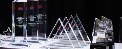 Various 2026 APPA Awards arranged on a table