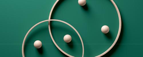 Green background with tan circles