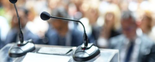 Microphone on a podium