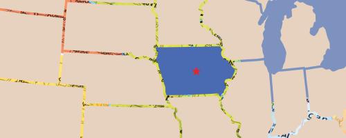 Map with Ames, Iowa
