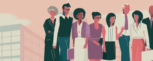 A diverse workforce at dusk