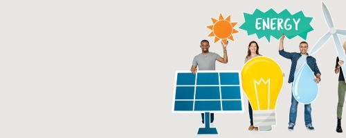 People holding renewable icons