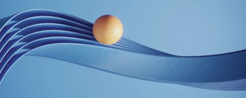 orange ball on blue ribbons