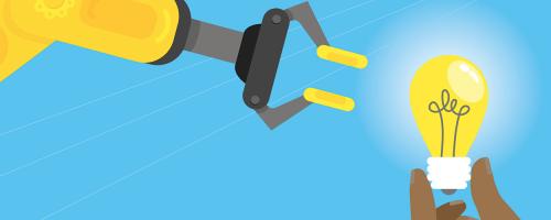 robot arm reaching for light bulb