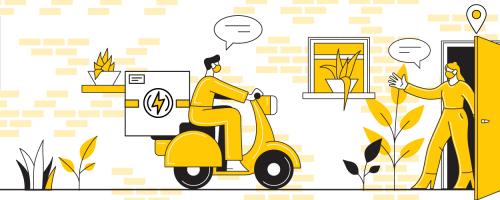 person on scooter delivering power