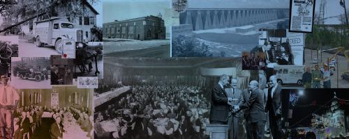 Collage of photos relating to public power history