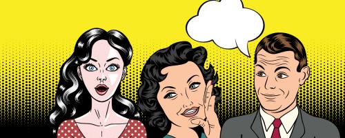 pop art style people gossiping