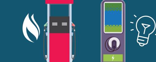 gasoline pump and EV fast charger