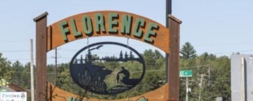 Florence, Wisconsin town welcome sign