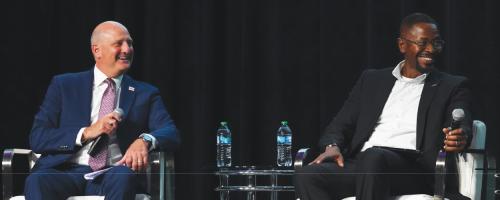 Scott Corwin and Lincoln Electric System CEO Emeka Anyanwu at APPA's 2026 National Conference in Boston.