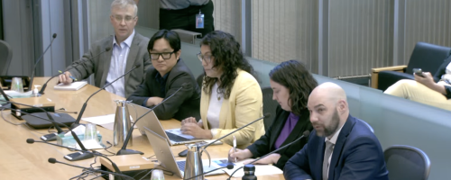 Seattle City Light staff speaking at a city council meeting.