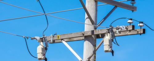 Power line with transformers.