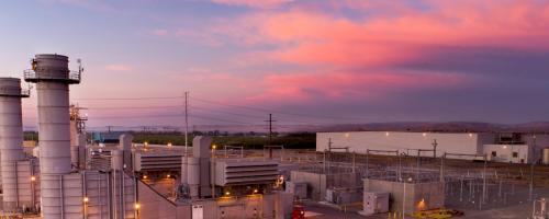 Turlock Irrigation District's Almond 2 power plant at dusk