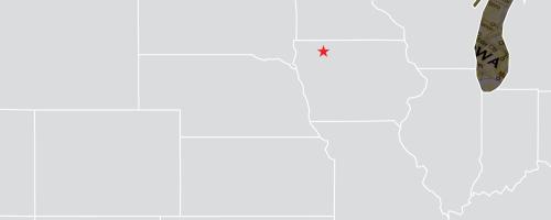 Map showing the location of Spencer in northeastern Iowa
