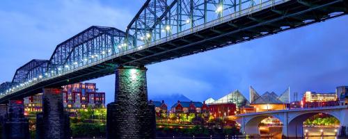 Skyline of Chattanooga Tennessee at dusk