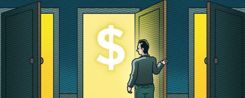 illustration of person opening door