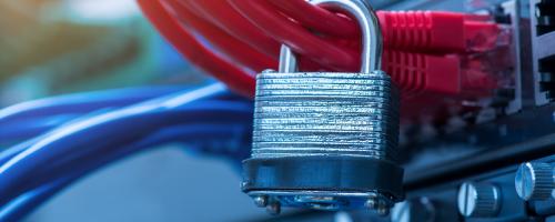 padlock on ethernet cables