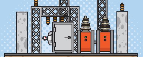 electrical substation on a blue background