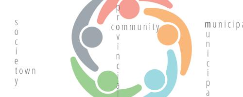 acrostic of community-related words and circle of people